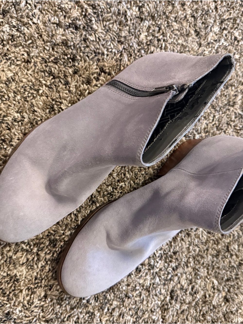Cole Haan Light Gray Suede Ankle Booties with Side Zip